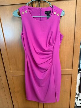 Enfocus Studio Magenta Sleeveless Ruched Sheath Dress